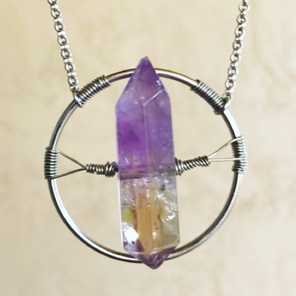 Genuine Ametrine double point crystal necklace - Picture 3 of 8